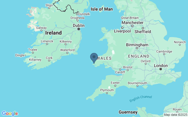 Kaart met locatie Pembrokeshire Coast